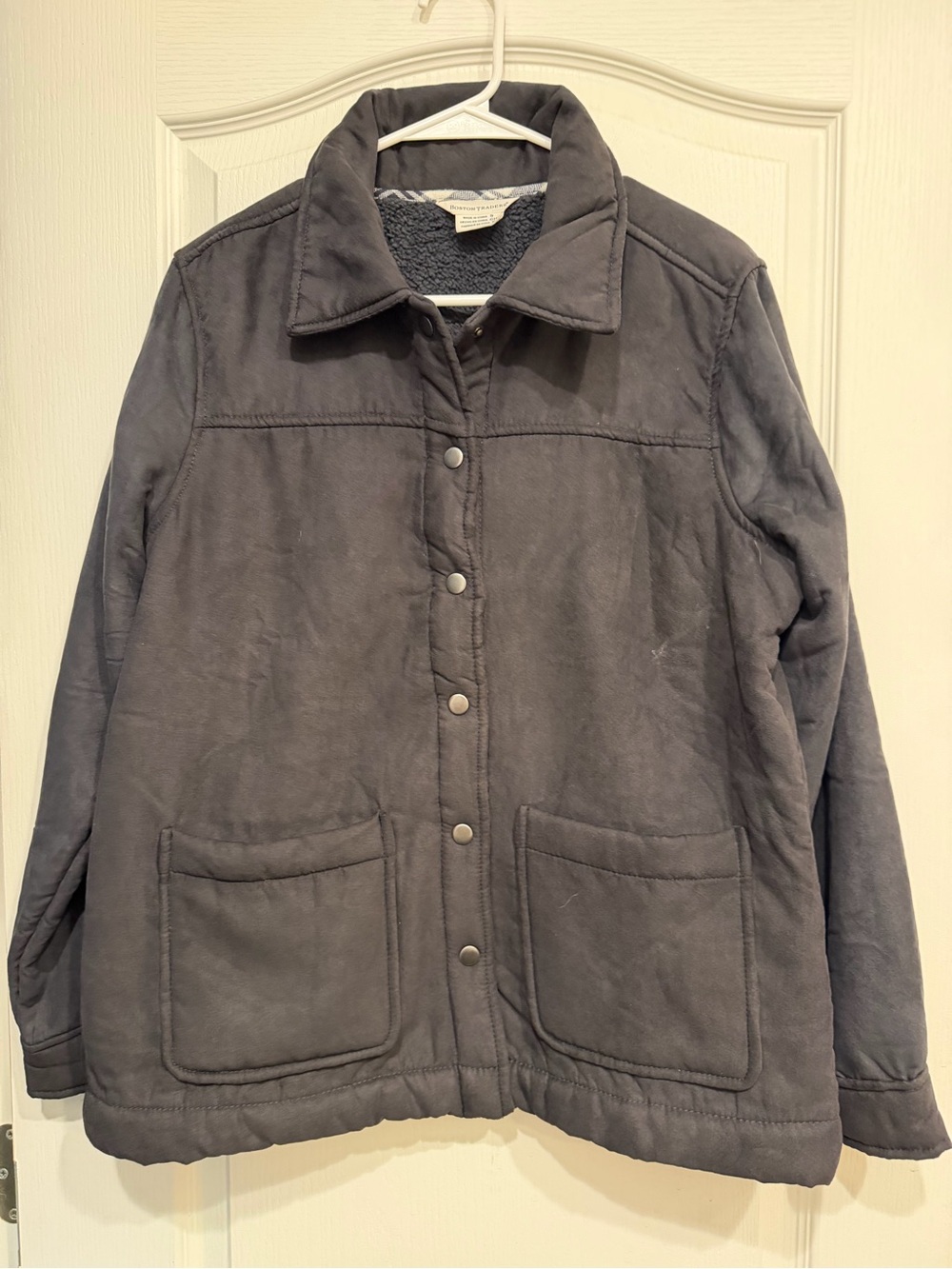 Boston Traders Quilted Button-Front Jacket - Charcoal Gray